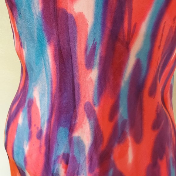 NEW Silk Slip short Dress lingerie red blue pink white purple painted tie dyed - Picture 6 of 6